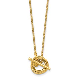 Leslie's Sterling Silver Gold-plated Circles Fancy Toggle Necklace