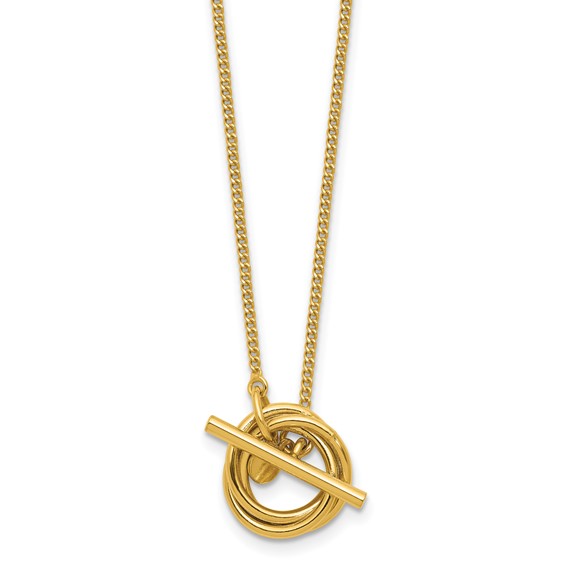 Leslie's Sterling Silver Gold-plated Circles Fancy Toggle Necklace