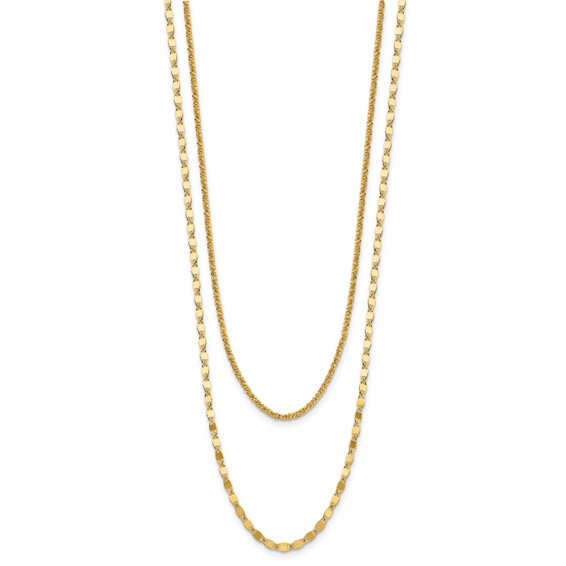 Leslie's Sterling Silver Gold-plated Multi-layer with 2 in ext. Necklace
