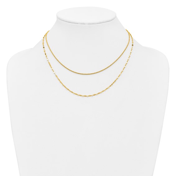 Leslie's Sterling Silver Gold-plated Multi-layer with 2 in ext. Necklace