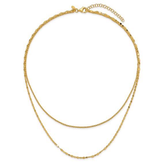 Leslie's Sterling Silver Gold-plated Multi-layer with 2 in ext. Necklace