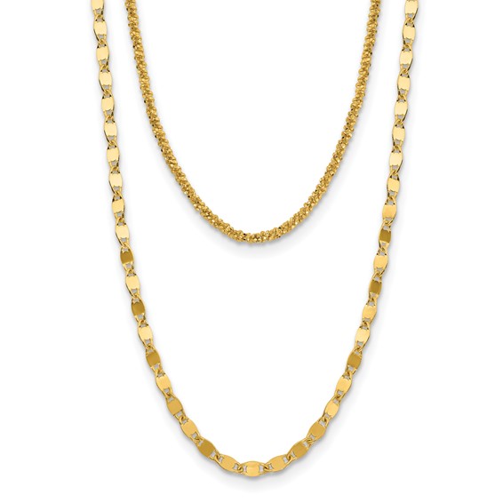 Leslie's Sterling Silver Gold-plated Multi-layer with 2 in ext. Necklace