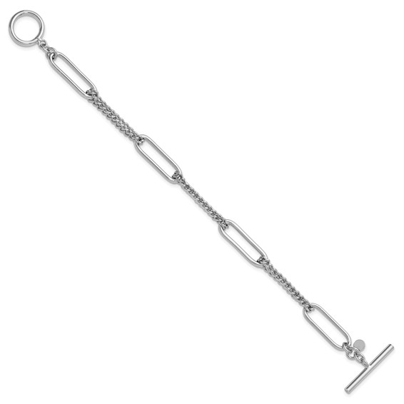 Leslie's Sterling Silver RH-plated Polished Fancy Link Toggle Bracelet