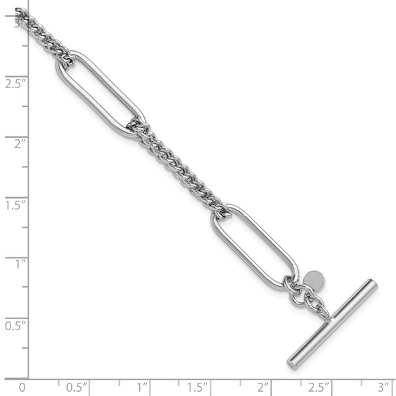 Leslie's Sterling Silver RH-plated Polished Fancy Link Toggle Bracelet