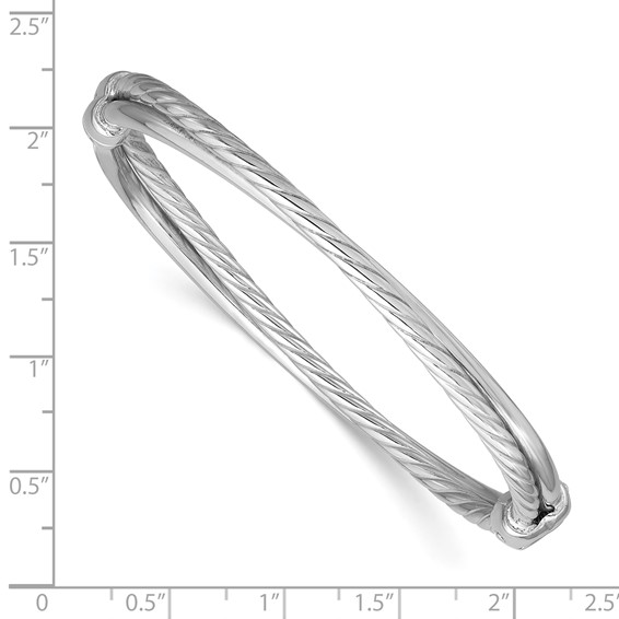 Leslie's Sterling Silver RH-plated Polished and Twisted Hinged Bangle