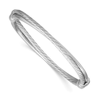Leslie's Sterling Silver RH-plated Polished and Twisted Hinged Bangle