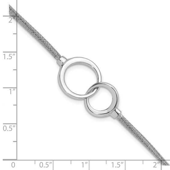 Leslie's Sterling Silver RH-plt Polish/Textured Circles w/1in ext. Bracelet