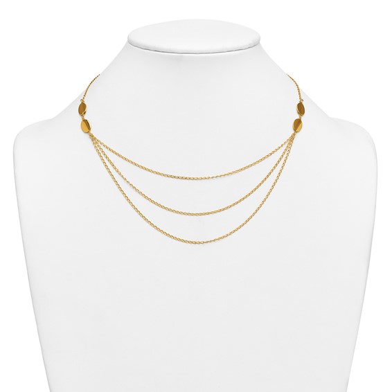 Leslie's Sterling Silver Gold-tone Polished Multi-layer w/2in ext. Necklace
