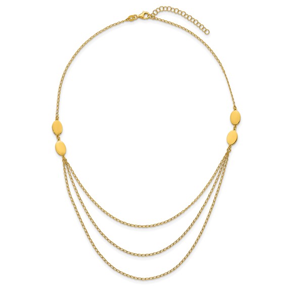 Leslie's Sterling Silver Gold-tone Polished Multi-layer w/2in ext. Necklace