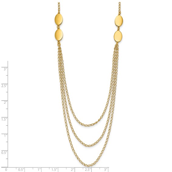 Leslie's Sterling Silver Gold-tone Polished Multi-layer w/2in ext. Necklace
