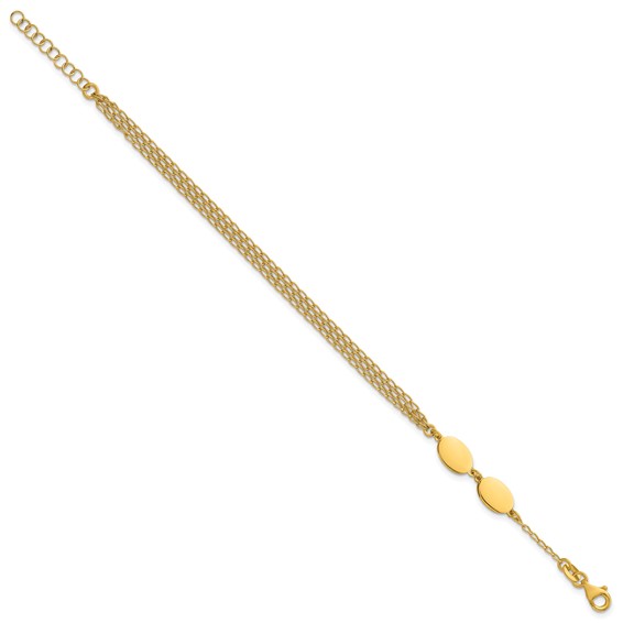 Leslie's Sterling Silver Gold-tone Polished Multi-layer w/1in ext. Bracelet