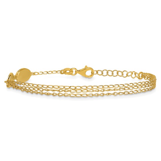 Leslie's Sterling Silver Gold-tone Polished Multi-layer w/1in ext. Bracelet