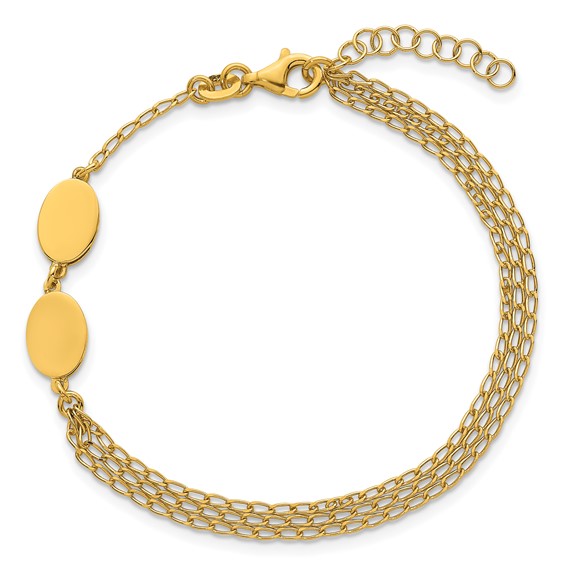 Leslie's Sterling Silver Gold-tone Polished Multi-layer w/1in ext. Bracelet