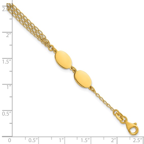 Leslie's Sterling Silver Gold-tone Polished Multi-layer w/1in ext. Bracelet