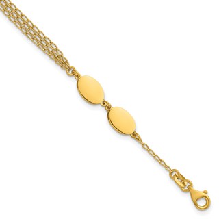 Leslie's Sterling Silver Gold-tone Polished Multi-layer w/1in ext. Bracelet