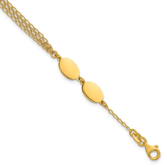 Leslie's Sterling Silver Gold-tone Polished Multi-layer w/1in ext. Bracelet