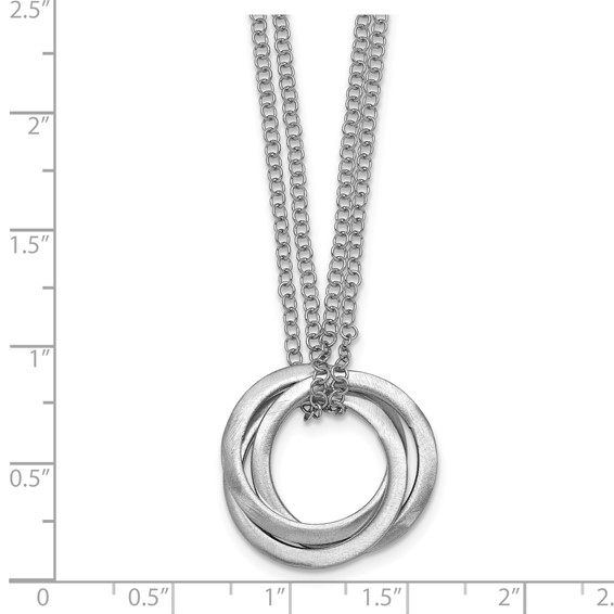 Leslie's SS RH-plat Polished / Brushed Circle 2-Strand w/2in ext. Necklace