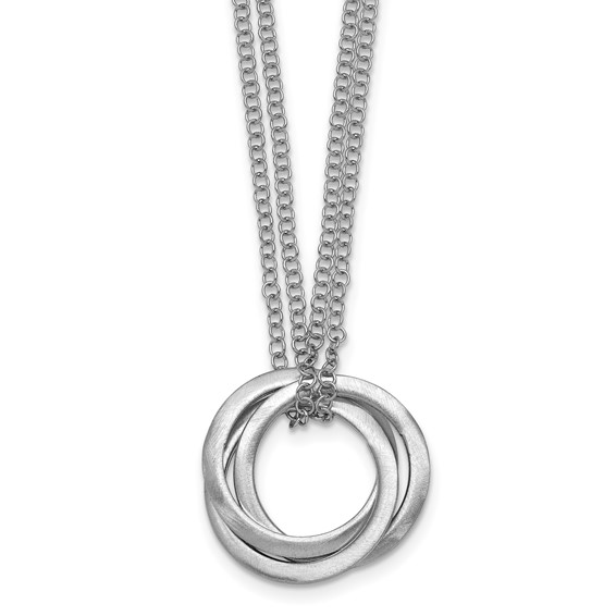 Leslie's SS RH-plat Polished / Brushed Circle 2-Strand w/2in ext. Necklace