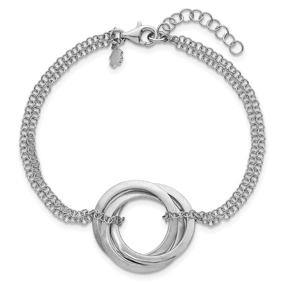 Leslie's SS RH-plat Polish and Brushed Circle 2-Strand w/1in ext. Bracelet