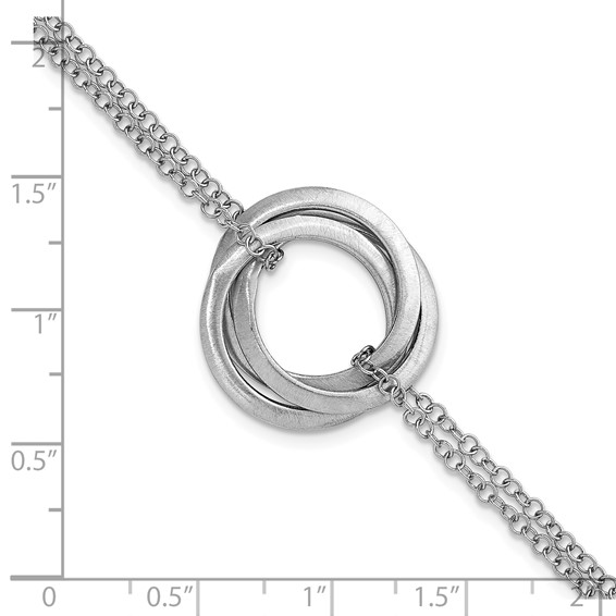 Leslie's SS RH-plat Polish and Brushed Circle 2-Strand w/1in ext. Bracelet