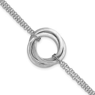 Leslie's SS RH-plat Polish and Brushed Circle 2-Strand w/1in ext. Bracelet