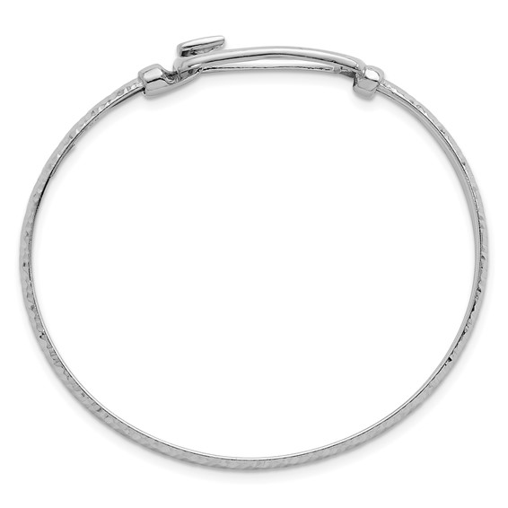 Leslie's Sterling Silver Rhodium-plated Polished/Diamond-cut Buckle Bangle