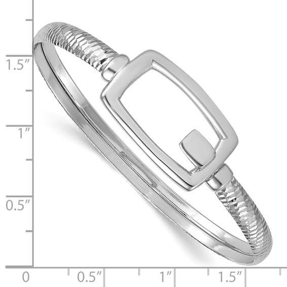 Leslie's Sterling Silver Rhodium-plated Polished/Diamond-cut Buckle Bangle