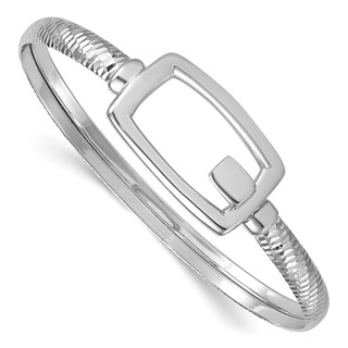 Leslie's Sterling Silver Rhodium-plated Polished/Diamond-cut Buckle Bangle