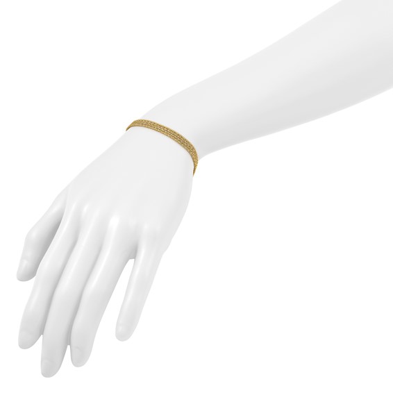 Leslie's Sterling Silver Gld-tone Polish/Dia.-cut 4-strand Toggle Bracelet