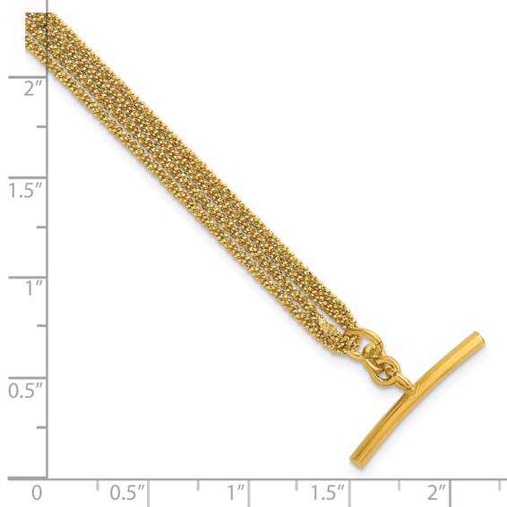 Leslie's Sterling Silver Gld-tone Polish/Dia.-cut 4-strand Toggle Bracelet