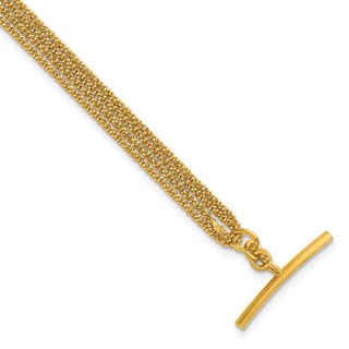 Leslie's Sterling Silver Gld-tone Polish/Dia.-cut 4-strand Toggle Bracelet