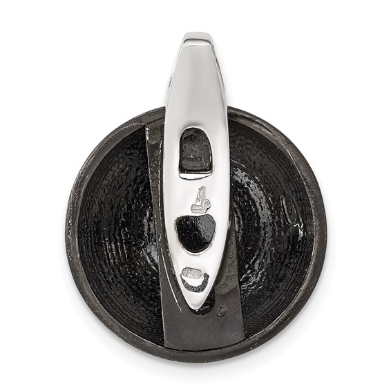 Leslie's Sterling Silver & Ruthenium Polished & Brushed Circle Pendant