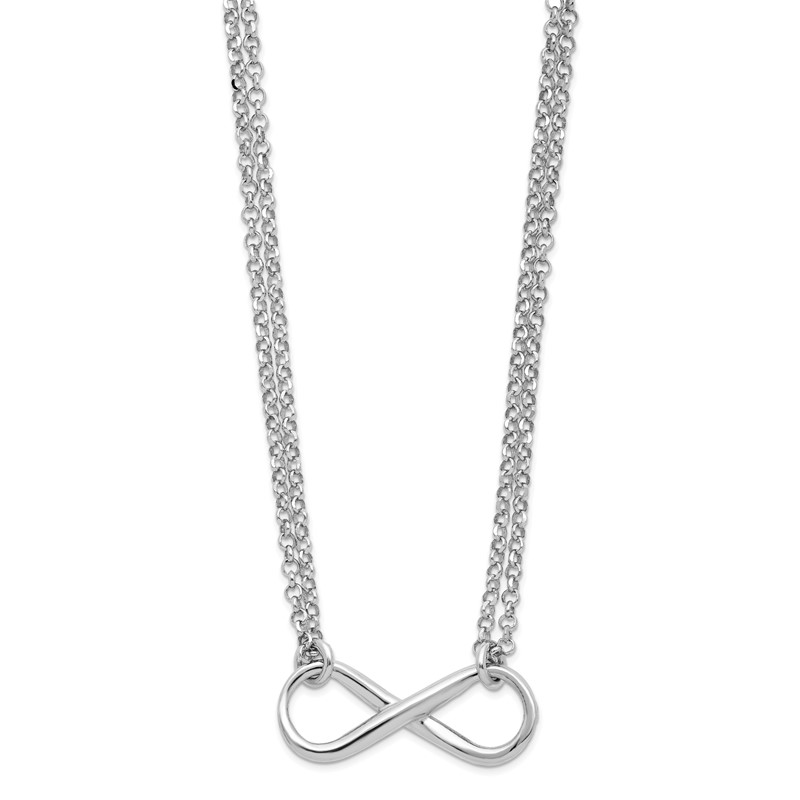 Sterling Silver RH-plated Polished Infinity Symbol Necklace