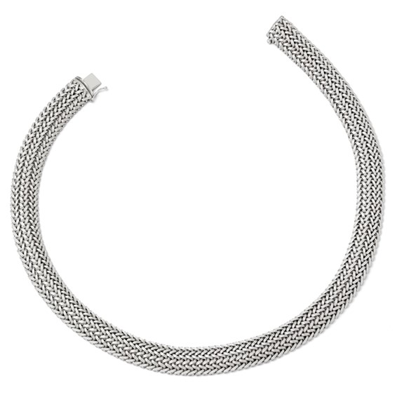 Leslie's Sterling Silver Polished Mesh Braided Necklace