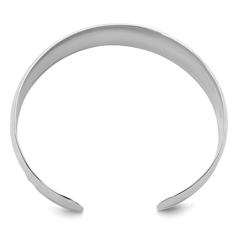 Sterling Silver RH-plated Polished Hammered Slip-on Bangle