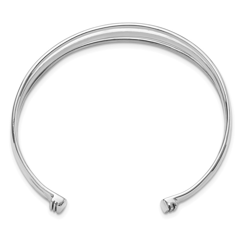 Sterling Silver RH-plated Polished Fancy Slip-on Bangle