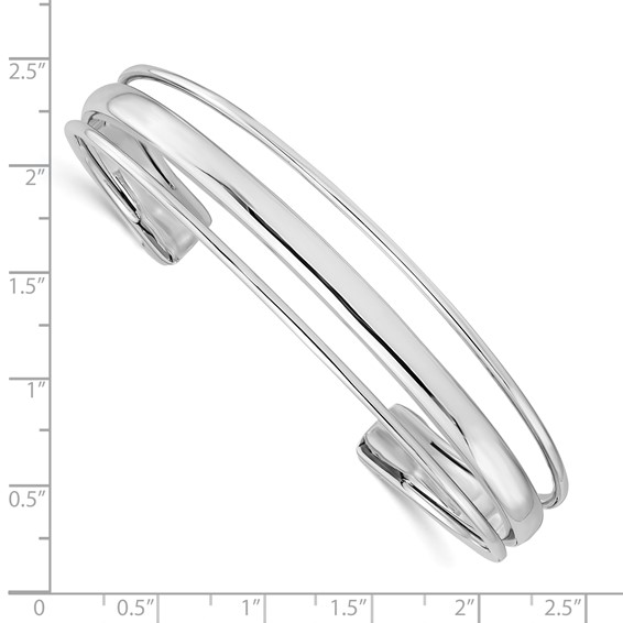 Leslie's Sterling Silver RH-plated Polished Fancy Slip-on Bangle