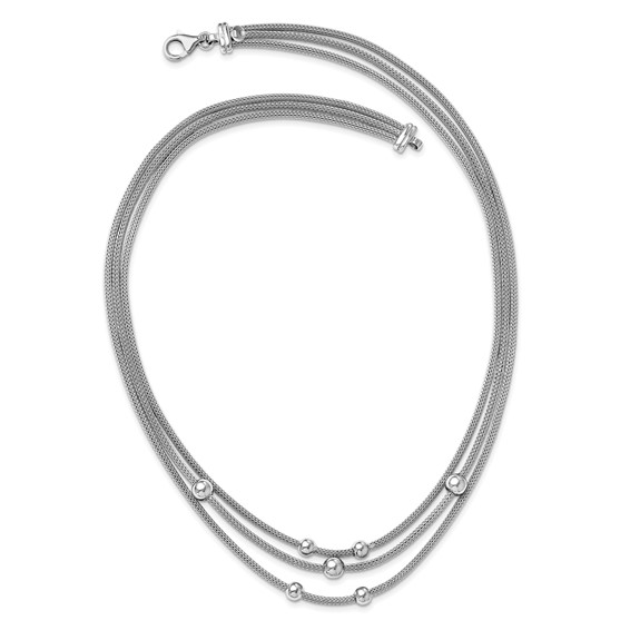 Leslie's Sterling Silver RH-plated Polished Beaded Mesh Necklace
