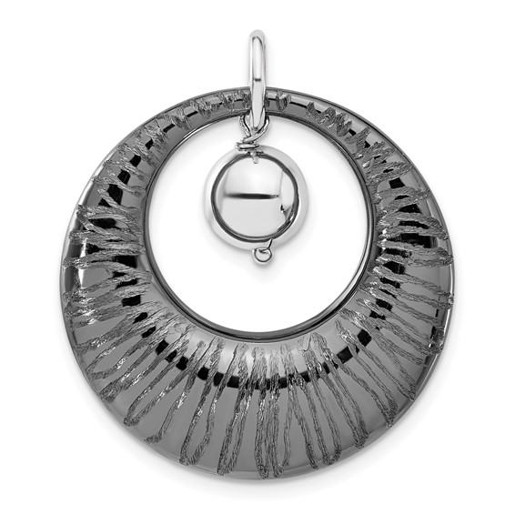 Leslie's Sterling Silver Ruthenium-plated Polished & Textured Pendant