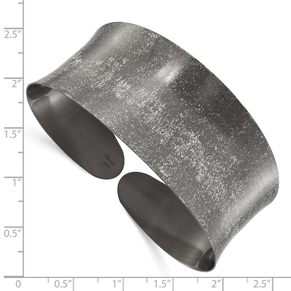 Leslie's Sterling Silver Ruthenium-plated Scratch Finish Cuff Bangle