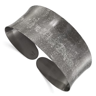 Leslie's Sterling Silver Ruthenium-plated Scratch Finish Cuff Bangle