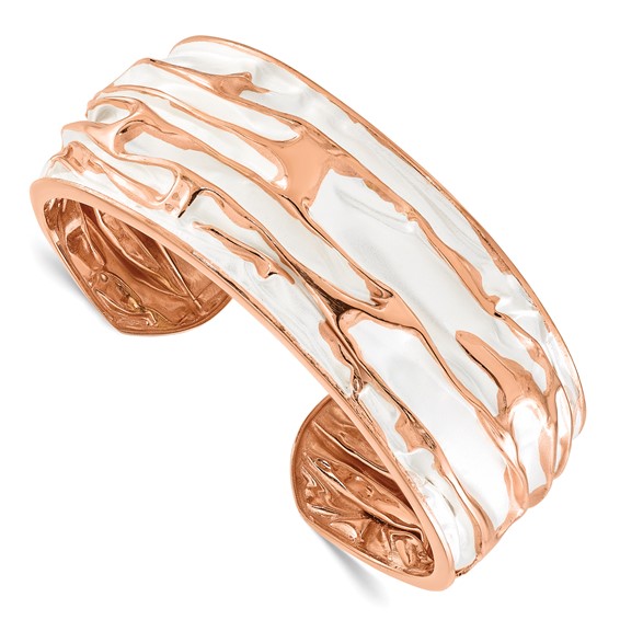 Leslie's SS Rose Gold-plated Medium Domed Scrunch Bangle