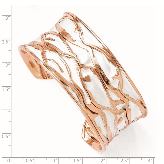Leslie's SS Rose Gold-plated Large Concave Scrunch Bangle