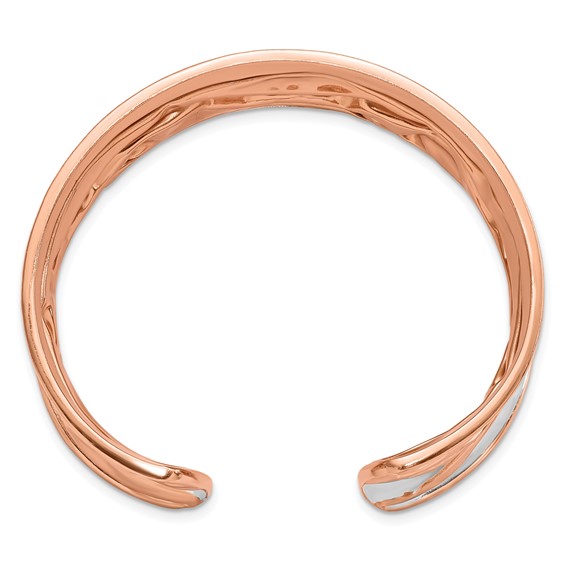Leslie's SS Rose Gold-plated Small Concave Scrunch Bangle