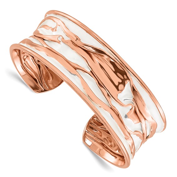 Leslie's SS Rose Gold-plated Small Concave Scrunch Bangle