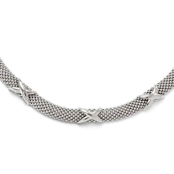 Leslie's Sterling Silver Polished Mesh Necklace