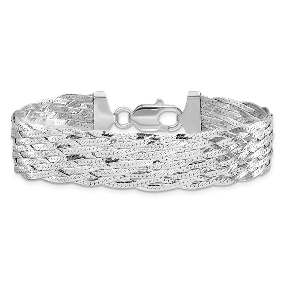 Leslie's Sterling Silver RH-plated Polished Braided Bracelet