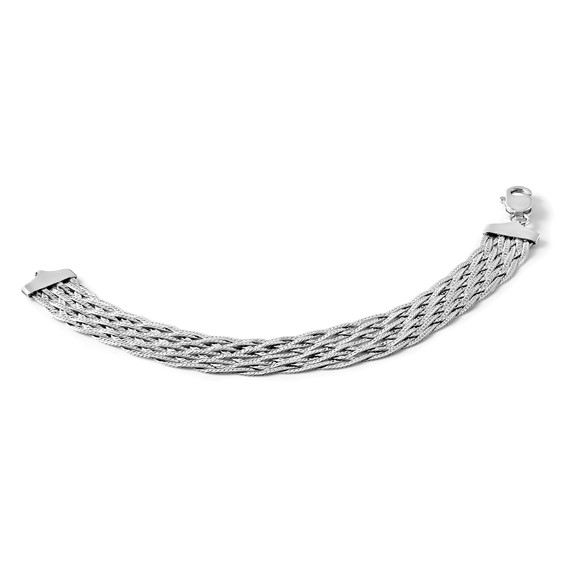 Leslie's Sterling Silver RH-plated Polished Braided Bracelet