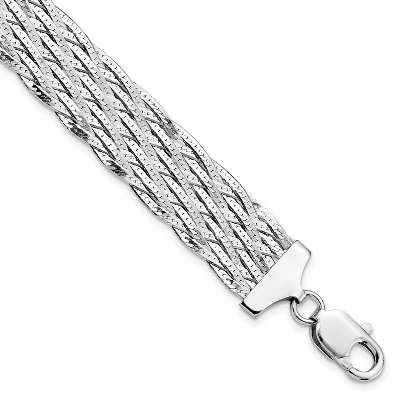 Sterling Silver RH-plated Polished Braided Bracelet