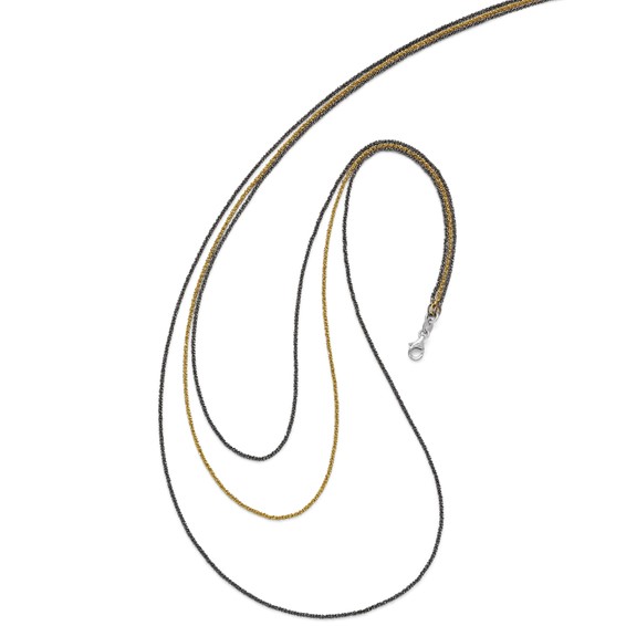 Leslie's Sterling Silver Ruthenium & Gold-plated 3 Strand Necklace